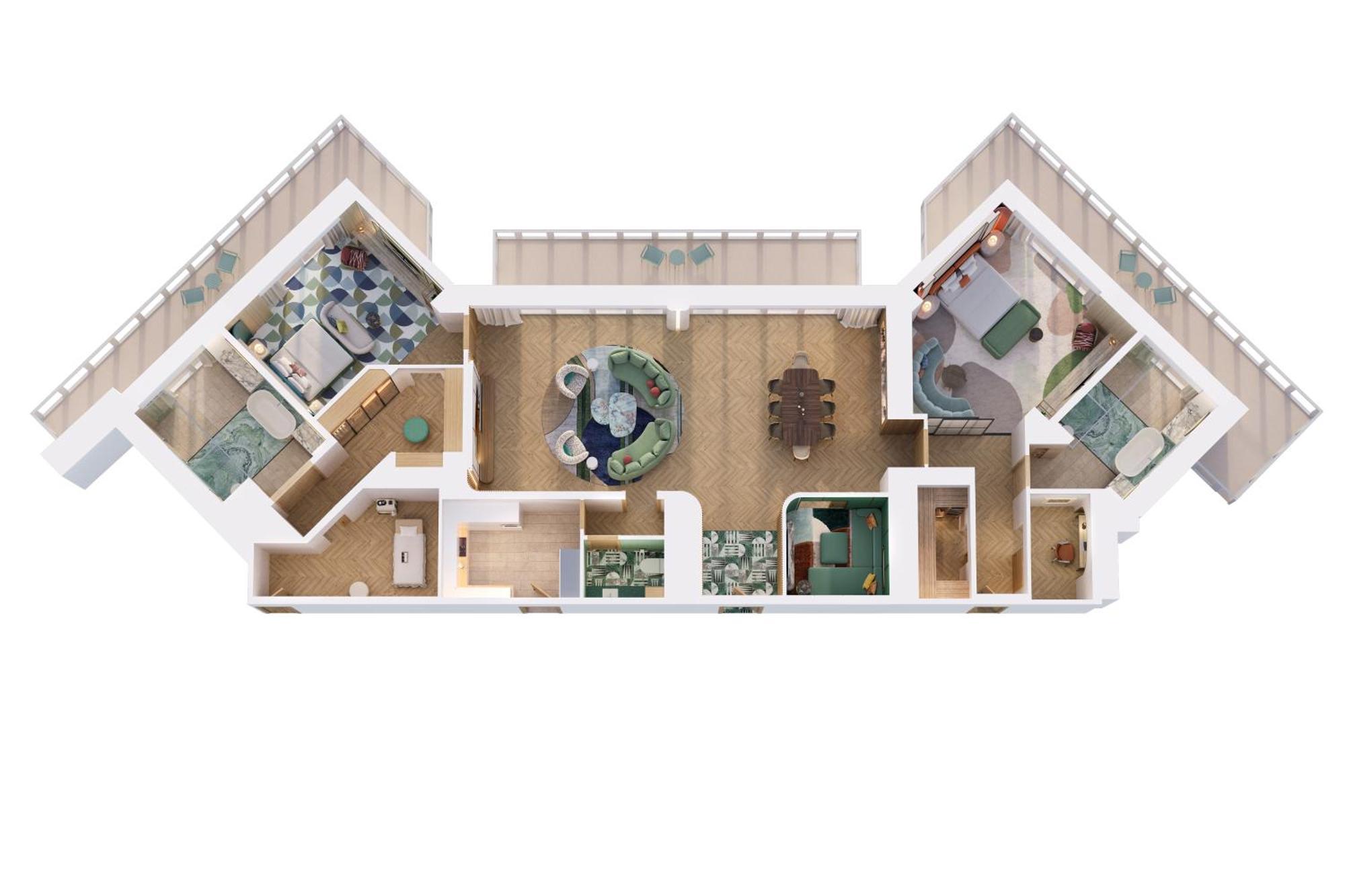 فندق Pier Sixty-Six فورت لودرديل المظهر الخارجي الصورة 3D floor plan of a typical apartment